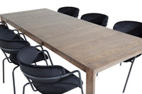 Spisegruppe Slider & Arrow 170 x 95 + spisestol 2-pakk – natur og svart