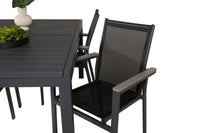 Spisestol Parma & Marbella 2-pakk + Rektangulært spisebord 160 x 100 – svart