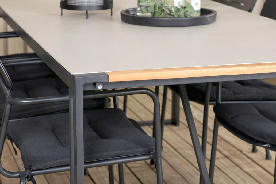 Spisestol Nicke & Texas 2-pakk + Rektangulært spisebord 200 × 100 – svart og lys grå