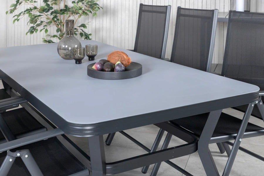 Spisebord Virya & Break 200 × 100 + 2-pakk posisjonsstoler – svart