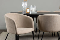 Spisegruppe Berit & Vail spisestol + rektangulært spisebord 200 × 100 – beige og svart