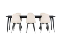 Spisestol 2-pakk – beige + Rektangulært spisebord 230 x 85 – svart