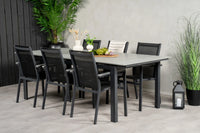 Spisegruppe Levels & Parma 229 × 100 + spisestoler 2-pakk – svart