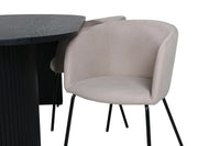 Spisegruppe Berit & Bianca + Ovalt 200 x 90 – beige og svart