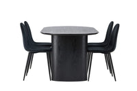 Spisestol Polar & Isolde 2-pakk + Spisebord ovalt 180 x 90 – svart