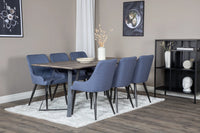 Spisestol Plaza & Marina 2-pakk – blå + rektangulært spisebord 180 x 90 – natur