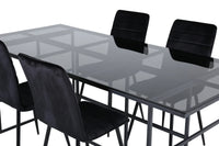 Spisebord rektangulært 200 x 90 + spisestol 2-pakk – svart