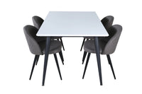 Spisegruppe Jimmy & Velvet 150 x 90 med 2-pakk spisestoler – hvit og grå