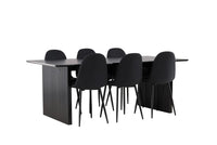 Spisestol Polar & Vail 2-pakk + rektangulært spisebord 200 × 100 – svart