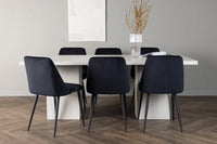 Spisestol Night & Olga 2-pakk + Rektangulært spisebord 200 x 90 – svart og hvit