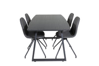 Spisestol Polar & Inca 2-pakk + Rektangulært spisebord 160 x 85 – svart