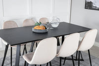 Spisestol Polar & Marina 2-pakk – beige + Spisebord rektangulært 180 x 90 – svart