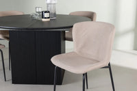 Spisestol Modesto & Matilda 2-pakk + Rund spisebord ⌀130 – beige og svart