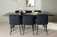 Spisebord Astrid & Night 200 x 90 + spisestol 2-pakk – svart