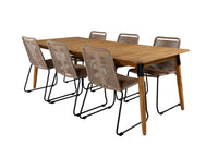 Spisegruppe Julian & Lindos 210 x 100 2-pakk – natur og brun