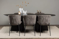 Spisebord Bootcut & Modesto ovalt 230 x 115 + spisestol 2-pakk – svart og beige