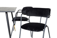 Spisestol Arrow & Dipp 2-pakk + Rektangulært spisebord 120 x 85 – svart