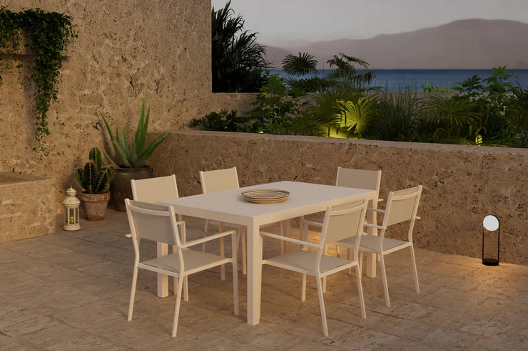 Spisestol Copacabana & Capo 2-pakk + Rektangulært spisebord 160/240 x 100 – beige