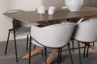 Spisestol Evelina & Piazza 2-pakk + rektangulært spisebord 180 x 90 – grå og mocca