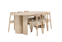 Spisestol Ven & Tyresö 2-pakk + Spisebord ovalt 220 x 100 – hvitvasket