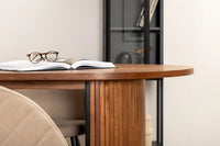 Spisegruppe oval 200 x 90 + spisestol 2-pakk – valnøtt og beige