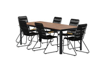 Spisegruppe Bois rektangulært spisebord 205 x 90 + spisestoler 2-pakk – natur og svart
