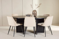 Spisestol Night & Strada 2-pakk + rektangulært spisebord ⌀120 – beige og svart
