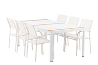 Spisebord Togo & Santorini 200 × 100 + Spisestol 2-pakk – hvit
