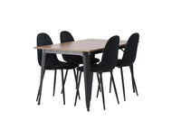 Spisestol Polar & Tempe 2-pakk – svart + Spisebord rektangulært 140 x 80 – valnøtt