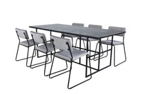 Spisestol 2-pakk + Rektangulært spisebord 200 x 90 – grå og svart