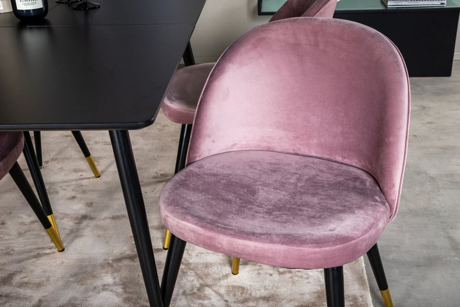 Spisegruppe 120 x 80 2-pakk – svart og støvrosa