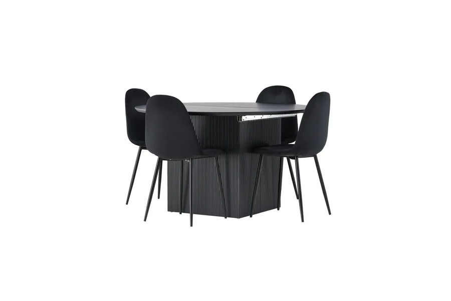 Spisestol Polar & Matilda 2-pakk + spisebord rundt ⌀130 – svart