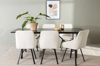 Spisegruppe rektangulær 200 x 90 + spisestol 2-pakk – svart og beige