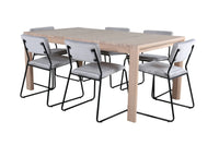 Spisegruppe Slider & Kenth rektangulær 170 x 95 med 2-pakk spisestoler – hvitkalket og grå
