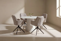 Spisestol 2-pakk brun + Rundt spisebord Ø120 – beige