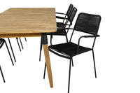 Spisegruppe Julian & Lindos 210 x 100 + spisestol 2-pakk – natur og svart