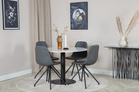 Spisegruppe Polar & Estelle 2-pakk + Rundt spisebord ⌀106 – svart og hvit