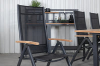 Posisjonsstol Panama 2-pakk + Rektangulært spisebord 152 x 90 – svart