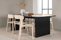 Spisestol 2-pakk + rektangulært spisebord 200 × 100 – beige og svart