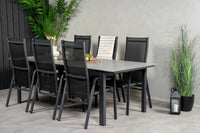 Spisebord Levels & Copacabana 229 × 100 + liggestol 2-pakk – svart