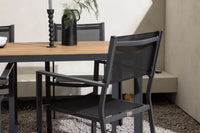 Spisestol Copacabana & Break 2-pakk + Rektangulært spisebord 150 x 90 – svart og mørkegrå