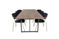 Spisegruppe Arrow & Padang spisestol 2-pakk + rektangulært spisebord 250 x 100 – svart og natur