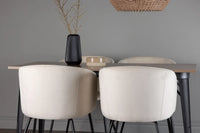 Spisegruppe Berit & Tempe 140 x 80 – beige og valnøtt