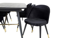 Spisegruppe Gold & Velvet 180 x 85 med 2-pakk spisestoler – svart