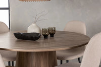Spisegruppe rund ⌀120 med 2-pakk spisestoler – natur og beige