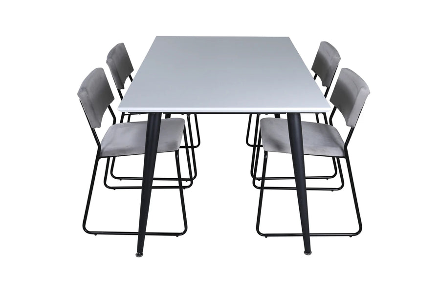 Spisegruppe Jimmy & Kenth 150 x 90 2-pakk – hvit og grå