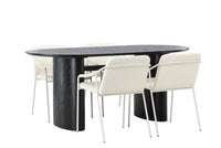 Spisestol Tvist & Isolde 2-pakk beige + Spisebord ovalt 180 x 90 – svart