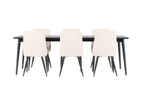 Spisestol 2-pakk – beige + Rektangulært spisebord 230 x 85 – svart