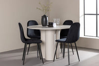 Spisestol Polar & Olivia 2-pakk + Spisebord rundt ⌀110 – svart og beige