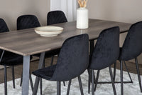 Spisestol Polar & Marina 2-pakk – svart + Rektangulært spisebord 180 x 90 – natur